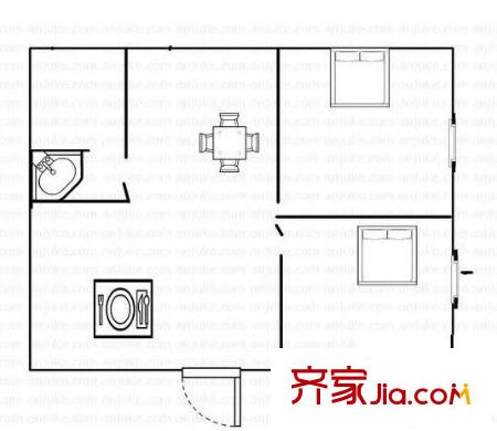 江南奧斯卡公寓戶型圖戶型圖 2室2廳1衛(wèi)1廚