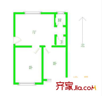 潤億皇朝戶型圖二室一廳一衛(wèi)一廚 2室1廳1衛(wèi)1廚