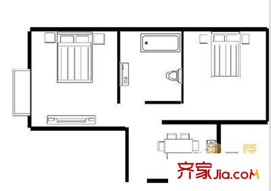 第三大街住宅戶型圖戶型圖 2室1廳1衛(wèi)1廚