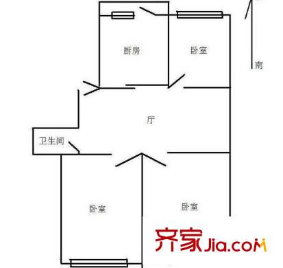 江南奧斯卡公寓戶型圖 戶型圖 3室1廳1衛(wèi)1廚