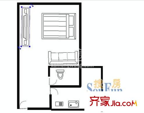潤億皇朝戶型圖一室一廳一衛(wèi)一廚 1室1廳1衛(wèi)1廚