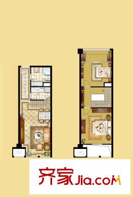 花樣城公寓戶型圖戶型圖 2室2廳1衛(wèi)1廚