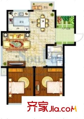 水鄉(xiāng)佳景戶型圖戶型圖 2室2廳1衛(wèi)1廚