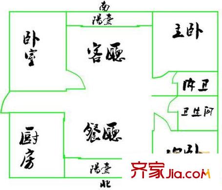 太湖東路小區(qū)戶型圖二室二廳一廚一衛(wèi) 2室2廳1衛(wèi)1廚
