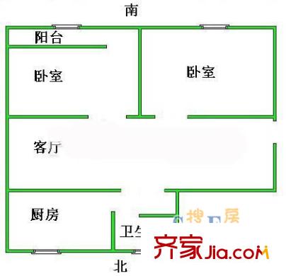 吳中商城花園戶型圖戶型圖 2室1廳1衛(wèi)1廚