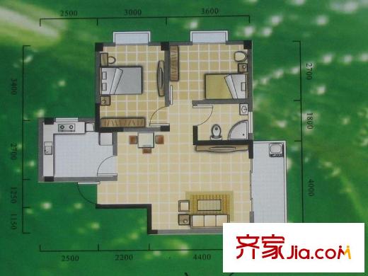 吳中商城花園戶型圖戶型圖 2室1廳1衛(wèi)1廚