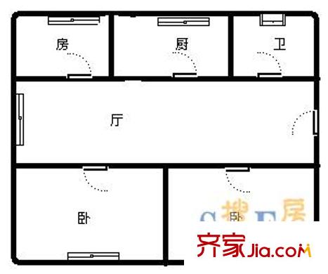 吳中商城花園戶型圖戶型圖 3室1廳1衛(wèi)1廚