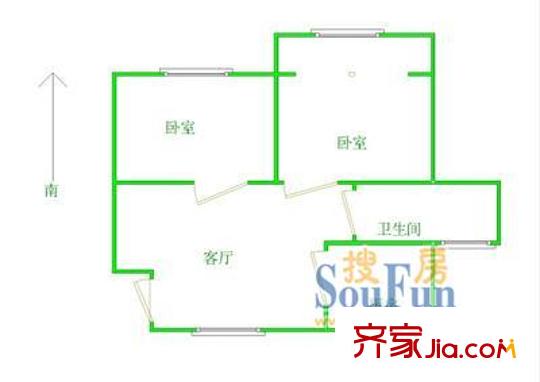 吳中商城花園戶型圖戶型圖 2室1廳1衛(wèi)1廚