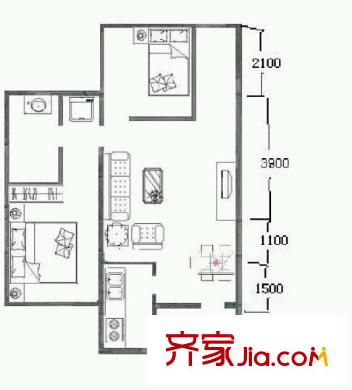 龍?zhí)都卧?3室 戶型圖