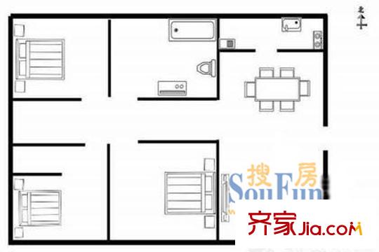 華恒家園戶型圖戶型圖 3室1廳1衛(wèi)1廚