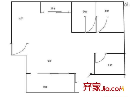 靈巖新村戶(hù)型圖戶(hù)型圖 3室2廳1衛(wèi)1廚