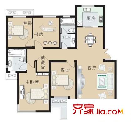聚寶苑戶型圖戶型圖 4室2廳2衛(wèi)1廚