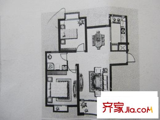 聚寶苑戶型圖戶型圖 2室2廳1衛(wèi)1廚