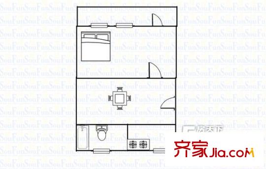 東吳花園戶型圖戶型圖 1室1廳1衛(wèi)1廚