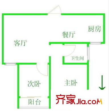 聚寶苑戶型圖戶型圖 2室2廳1衛(wèi)1廚