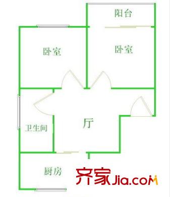 太湖帕堤歐二期戶型圖戶型圖 2室1廳1衛(wèi)1廚