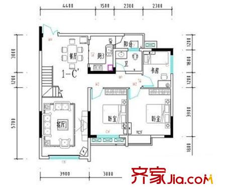 留茗花苑 4室 戶型圖