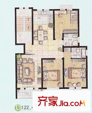 留茗花苑 3室 戶型圖