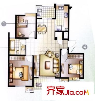 太湖帕堤歐二期戶型圖戶型圖 3室2廳1衛(wèi)1廚
