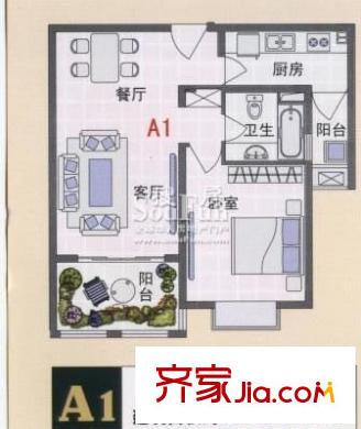 太湖帕堤歐二期戶型圖戶型圖 1室2廳1衛(wèi)1廚