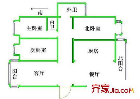 南浩街小區(qū)戶型圖戶型圖 3室2廳2衛(wèi)1廚