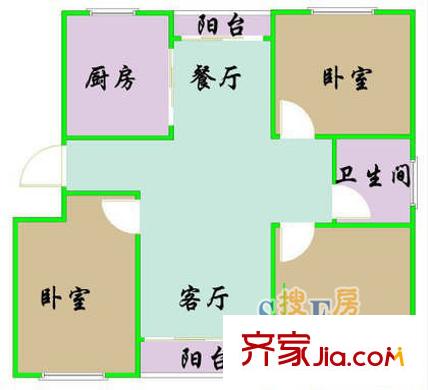 月浜二村戶型圖戶型圖 3室2廳1衛(wèi)1廚