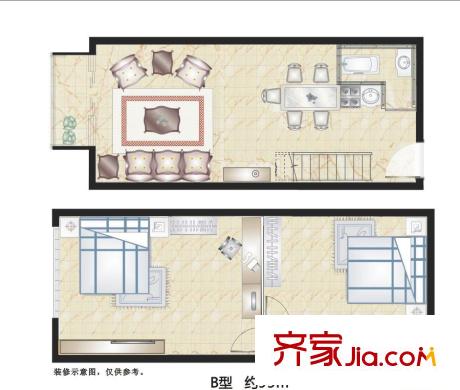 金楓國(guó)際戶型圖4#樓B戶型 2室2廳1衛(wèi)