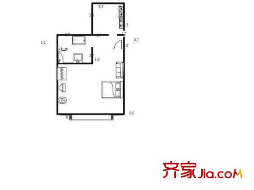 錦寧閣戶型圖戶型圖 1室1廳1衛(wèi)1廚