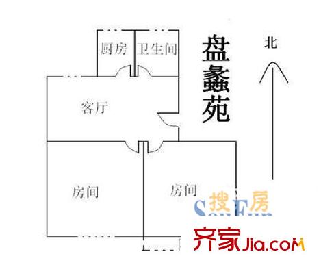 盤蠡苑戶型圖戶型圖 2室1廳1衛(wèi)1廚