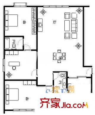 盤蠡苑戶型圖戶型圖 3室1廳1衛(wèi)1廚