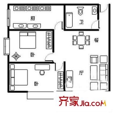 彩香一村戶型圖戶型圖 2室1廳1衛(wèi)1廚