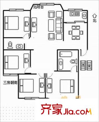 湖畔花園戶型圖戶型圖 4室2廳2衛(wèi)1廚