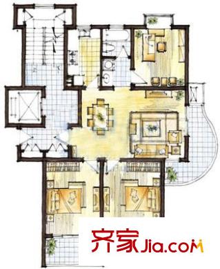 友聯二村戶型圖戶型圖 3室2廳1衛(wèi)1廚