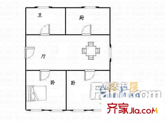 彩香一村戶型圖戶型圖 2室1廳1衛(wèi)1廚