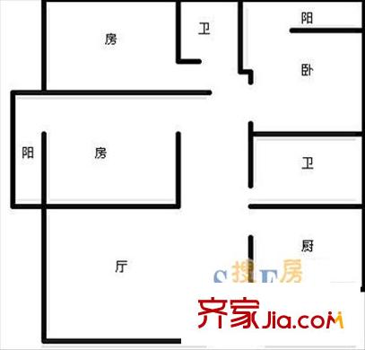 天域二期戶型圖戶型圖 3室1廳2衛(wèi)1廚