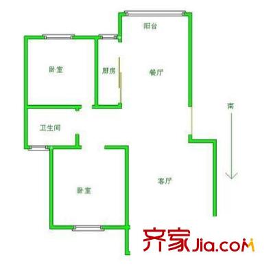 香城花園三期戶型圖戶型圖 2室2廳1衛(wèi)1廚