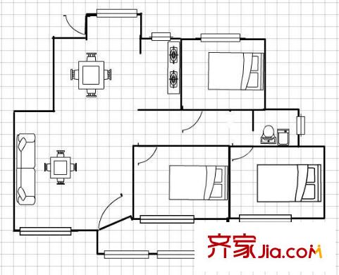 香城花園三期戶型圖戶型圖 3室2廳1衛(wèi)1廚