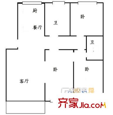 盤(pán)蠡苑戶型圖戶型圖 3室1廳1衛(wèi)1廚
