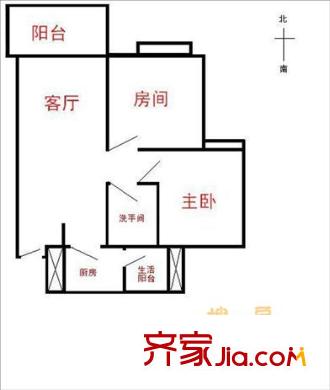 湖畔花園戶型圖戶型圖 2室1廳1衛(wèi)1廚