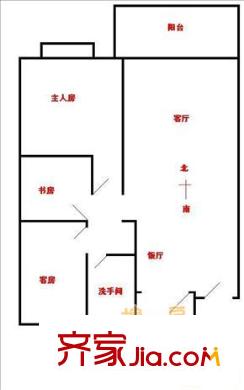 湖畔花園戶型圖戶型圖 3室2廳1衛(wèi)1廚
