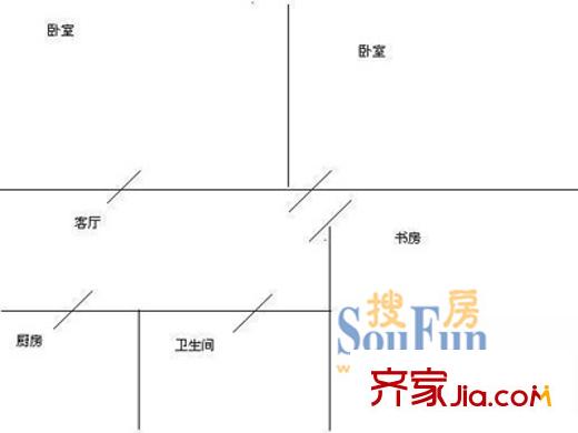 水香新村戶型圖戶型圖 3室1廳1衛(wèi)1廚
