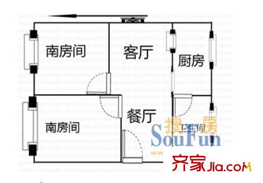 友聯(lián)二村戶型圖戶型圖 2室2廳1衛(wèi)1廚