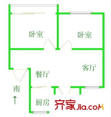 湄長(zhǎng)新村戶型圖戶型圖 2室2廳1衛(wèi)1廚