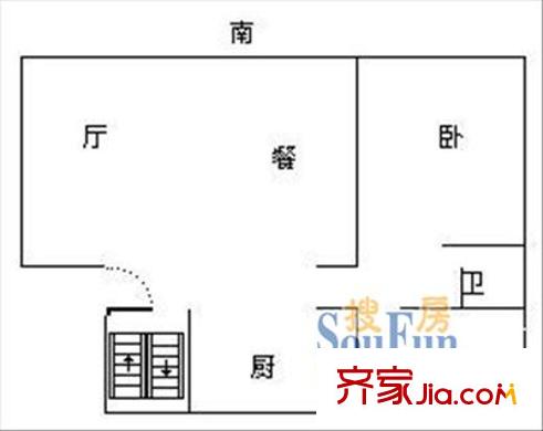 天域二期戶型圖戶型圖 2室1廳1衛(wèi)1廚