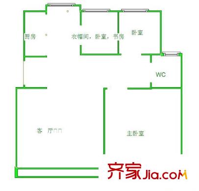 香城花園三期戶型圖 戶型圖 3室2廳1衛(wèi)1廚