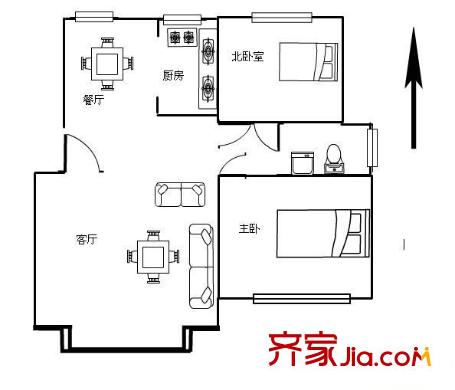 香城花園三期戶型圖戶型圖 2室2廳1衛(wèi)1廚