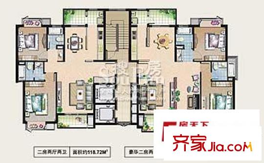 花都藝墅小高層戶型圖（已售完） 2室2廳2衛(wèi)1廚