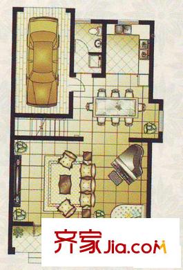 美田富堯山莊戶型圖10、11號等B戶型一層 5室2廳4衛(wèi)1廚