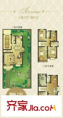 美田富堯山莊戶型圖A戶型 6室2廳1衛(wèi)4廚