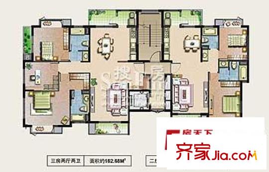 花都藝墅小高層戶型圖（已售完） 3室2廳2衛(wèi)1廚